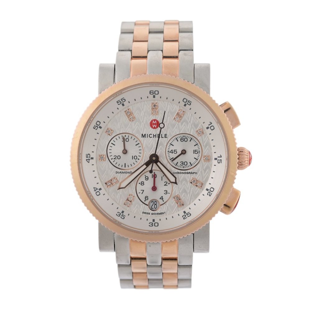 Michele Sport Sail Rose Gold Diamond Dial 38mm Ladies Watch